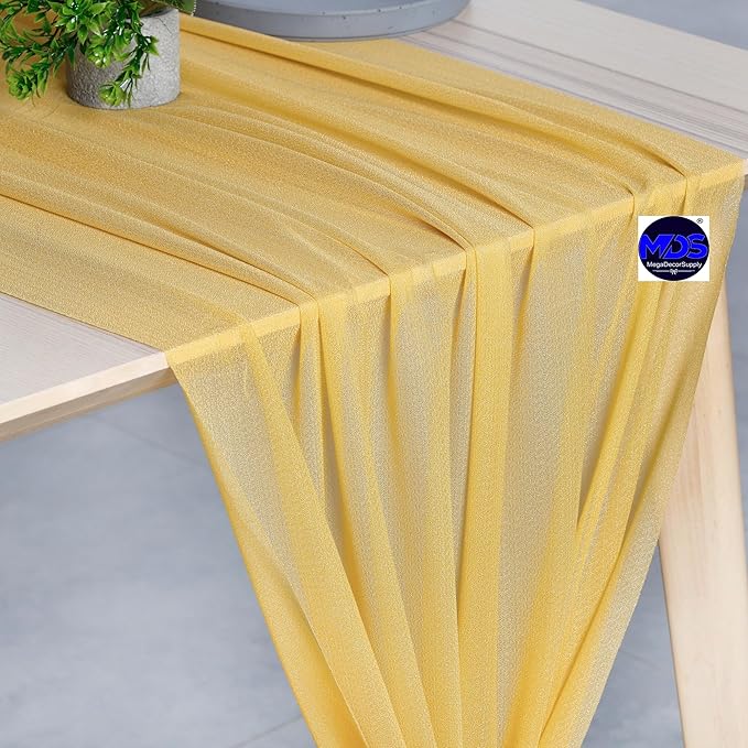MDS 2 Pack 14ft Chiffon Table Runner 29 x 170 Inches Sheer Wedding Runner - Image 4