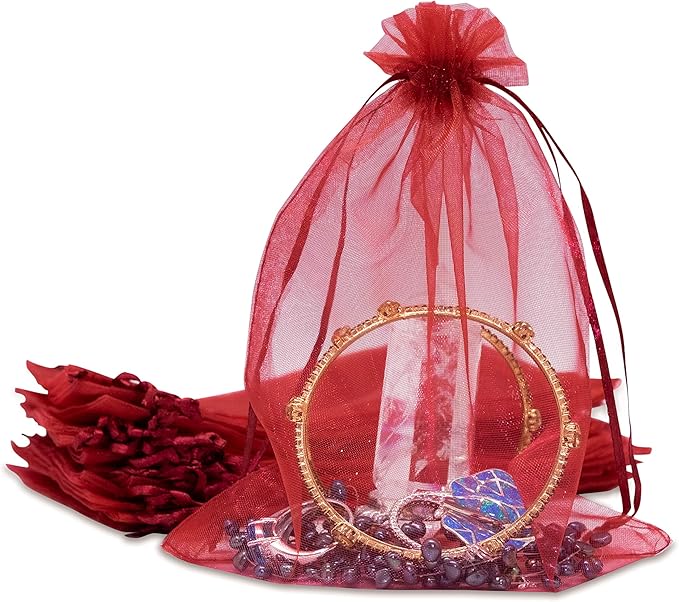 TheDisplayGuys 100-Pack 6x8 Maroon Sheer Organza Gift Bags by TheDisplayGuys