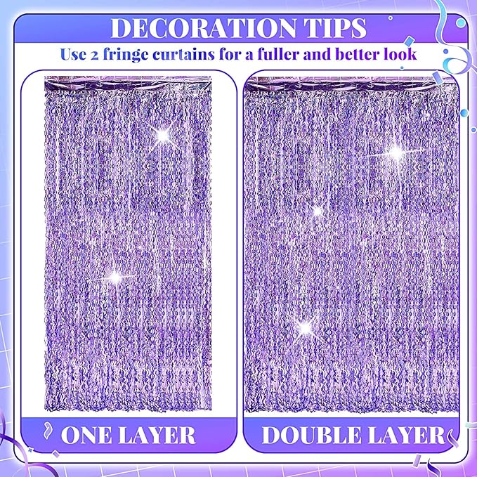 Jutom 6 Pieces 3.3 x 6.6 ft Wavy Tinsel Foil Fringe Curtains Foil Fringe - Image 4