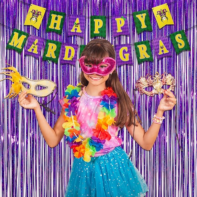Purple Tinsel Curtain Party Backdrop - Image 7