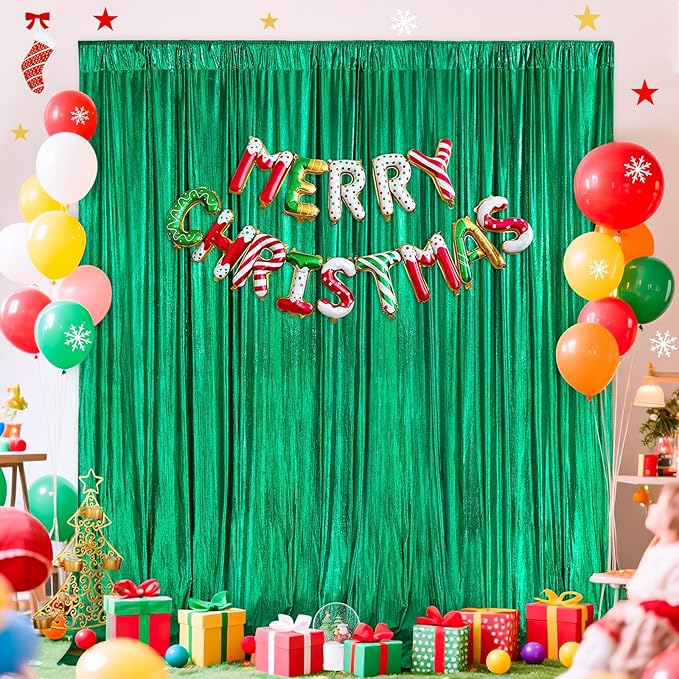 Emerald Green Backdrop Party Decorations: Backdrop Drapes Curtains 4.8FTx8FT - Image 4
