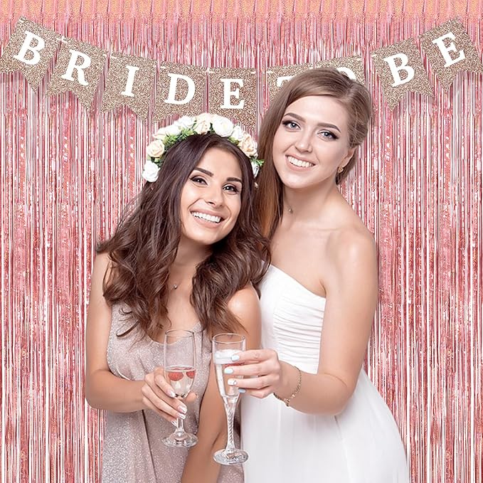 BRAVESHINE Rose-Gold Metallic Tinsel Backdrop - Image 2