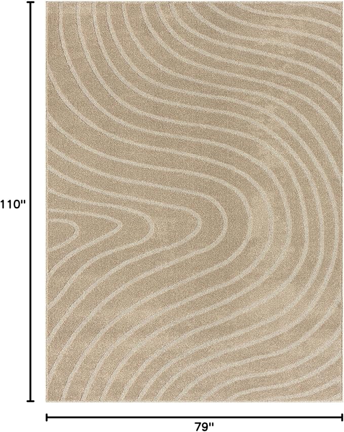 LUXE WEAVERS Modern Geometric Wave Beige 6x9 Area Rug - Image 2