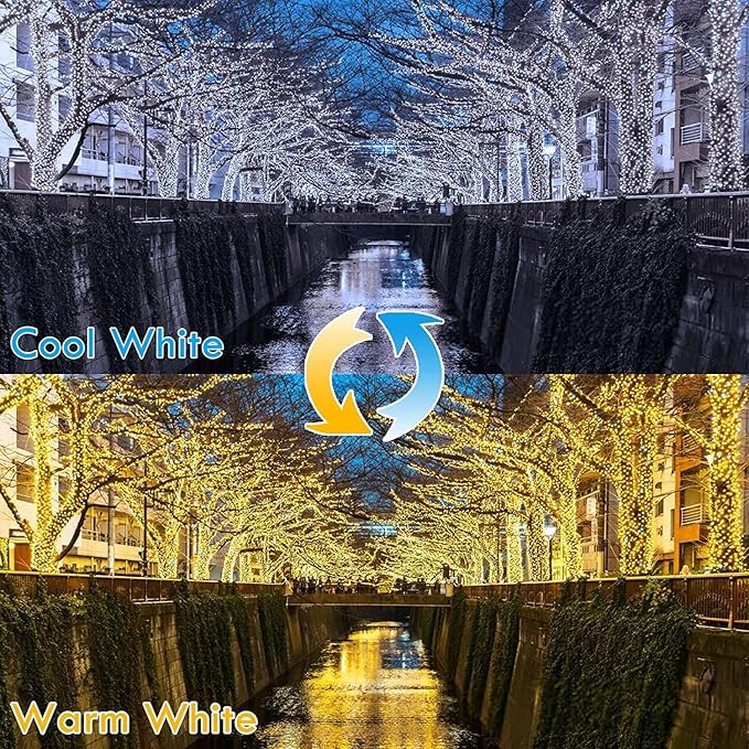 Warm White ⇋ Cool White 66Ft 200LED Fairy Lights Plug in - Image 3
