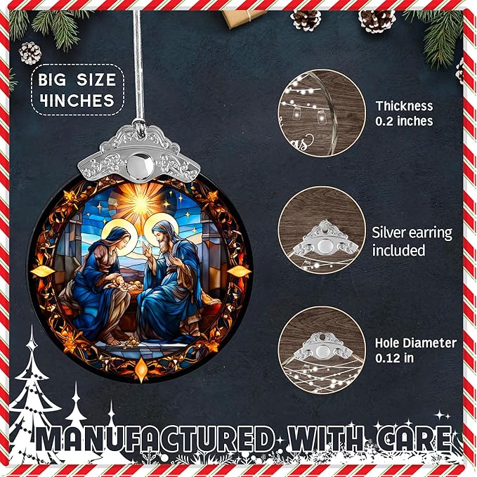 Nativity Ornament, Christian Holiday Decor, Religious Keepsake, Jesus Gift Idea - Image 4