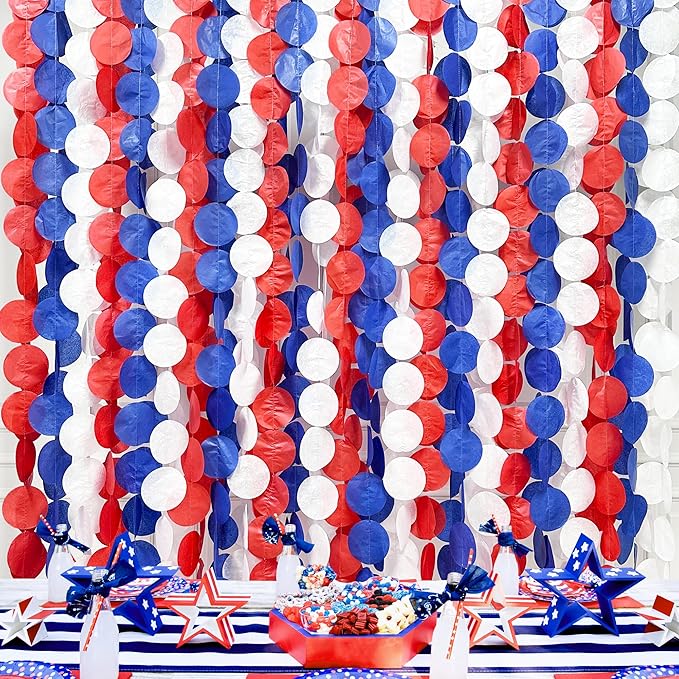 192Ft Royal Blue Red White Party Decorations Big Circle Dots Tissue Paper by pinkblume