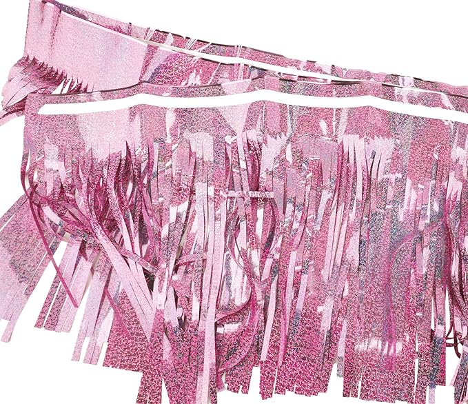 4 Pack Total 40 Feet Foil Fringe Garland Lilac Metallic Wall Hanging Drapes - Image 6