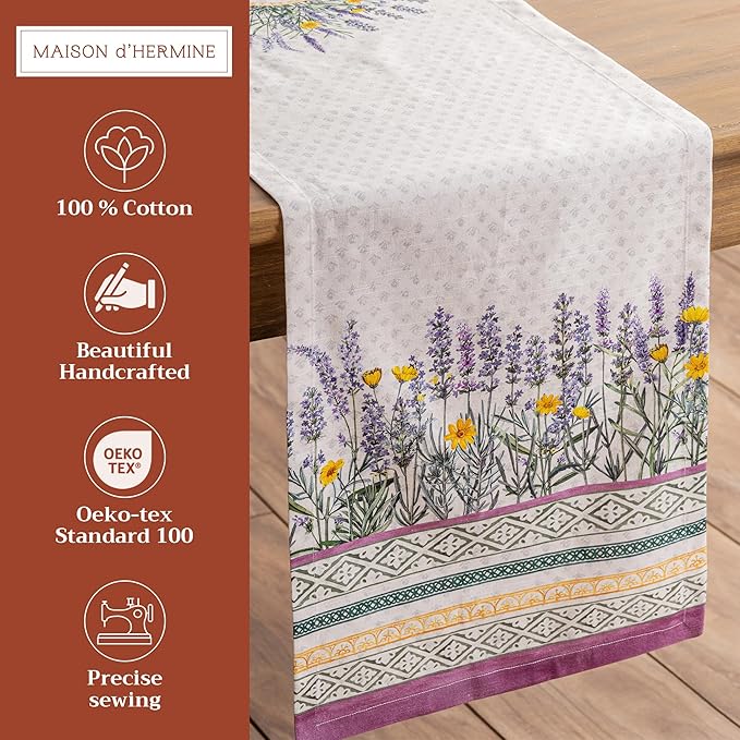 Maison d' Hermine Table Runner 100% Cotton Single Layer Table Runners 72 inches - Image 2