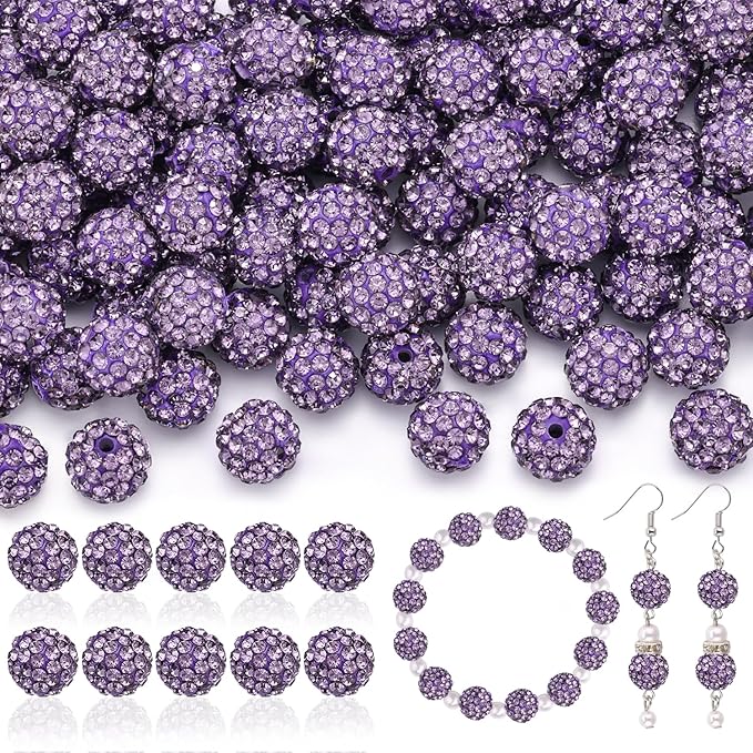 105pcs 10mm Rhinestone Beads for Jewelry Making, Sparkle Crystal Clay Christmas by TINKRSTUFF
