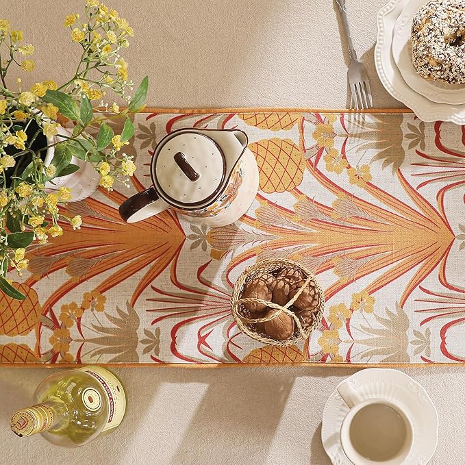 patdrea Designer Tropical Linen Table Runner 102 Inch Long, Decoration - Image 4