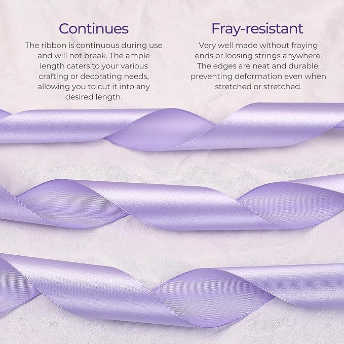 Lavender Satin Ribbon 1/4 inch X Continuous 100 Yards, Single Face Polyester - Image 4