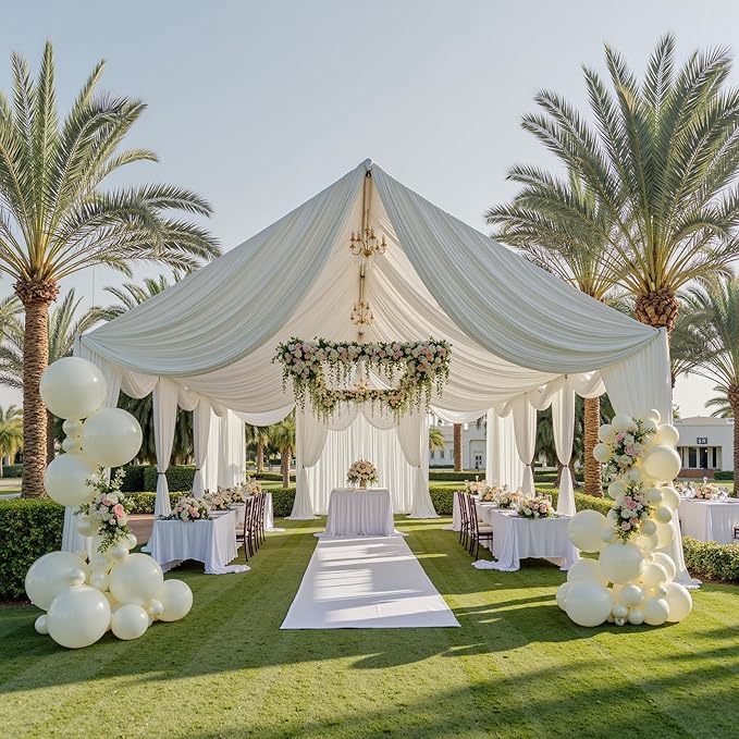 PartyVillage 10ftx40ft Ivory Ceiling Curtain by PartyVillage