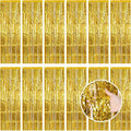 Gold Fringe Curtain Party Streamers, 12 Pack 3.3ft x 8.2ft Foil Curtain by LITLANDSTAR