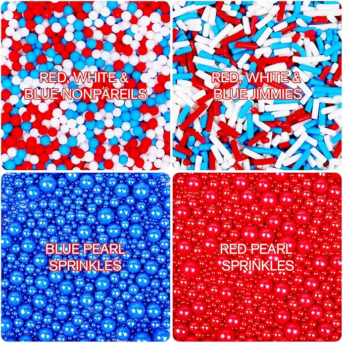 Patriotic Sprinkles, 4th of July, Edible Red Blue Sprinkles - Image 5