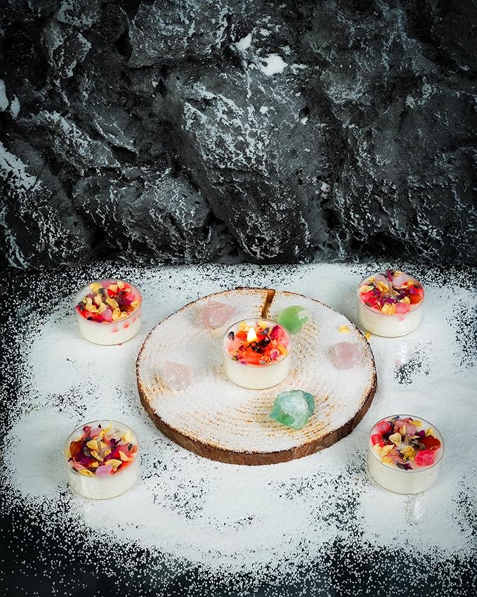 Tealight Candles with Crystals and Herbs, Handmade Energy, Healing Crystal - Image 6
