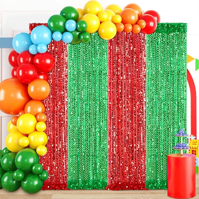 2 Packs 4x8FT Green Sequin Backdrop Curtains Glitter Background Graduation - Image 4