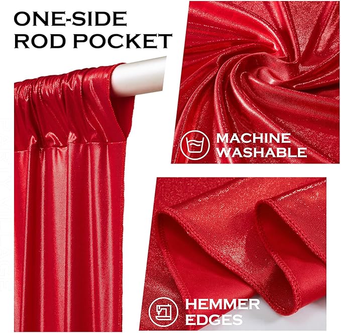 PartyVillage 10x10FT Red Sequin Christmas Backdrop Curtain -2 Panels 5x10FT - Image 7