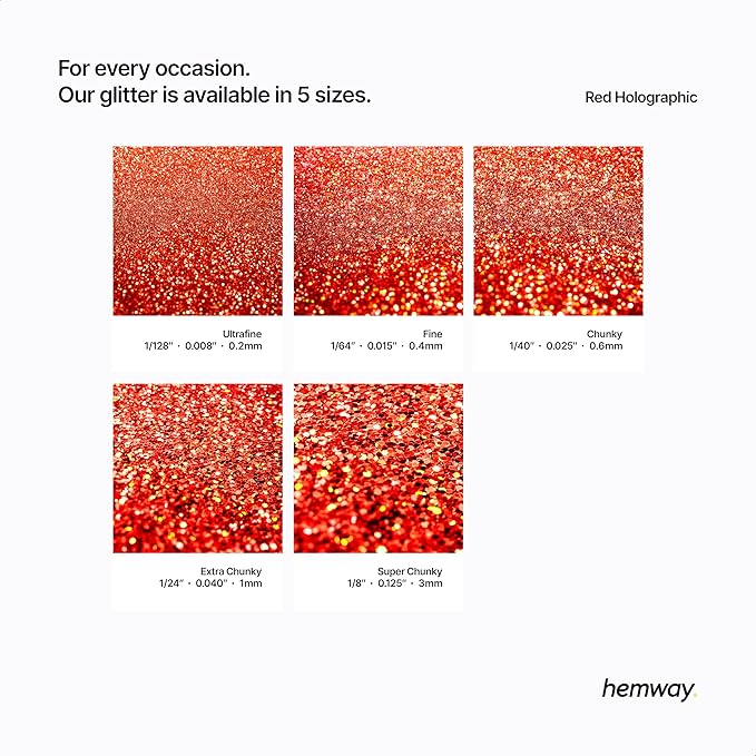 Hemway Red Holographic Eco Friendly Craft Glitter 100g / 3.5oz - Image 3