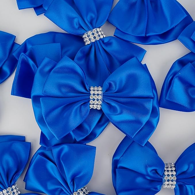 Royal Satin Bows 4'' Premade Blue Ribbon Bow, Gift Bows - Image 4