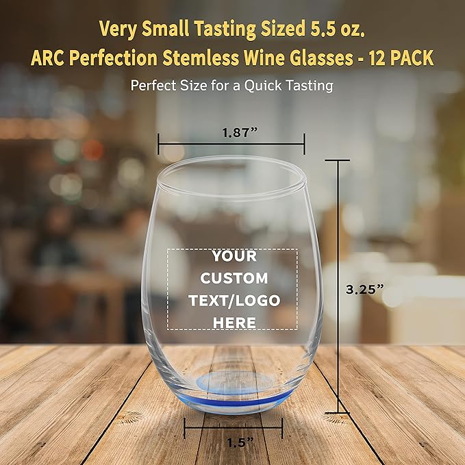 Custom Stemless Wine Glasses by ARC 5.5 oz. Set of 12, Personalized Bulk Pack - Image 5