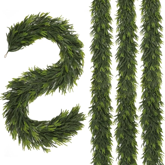 N&T NIETING 9FT Christmas Norfolk Pine Garland, Real Touch Pine Garlands Faux by NTNIETING
