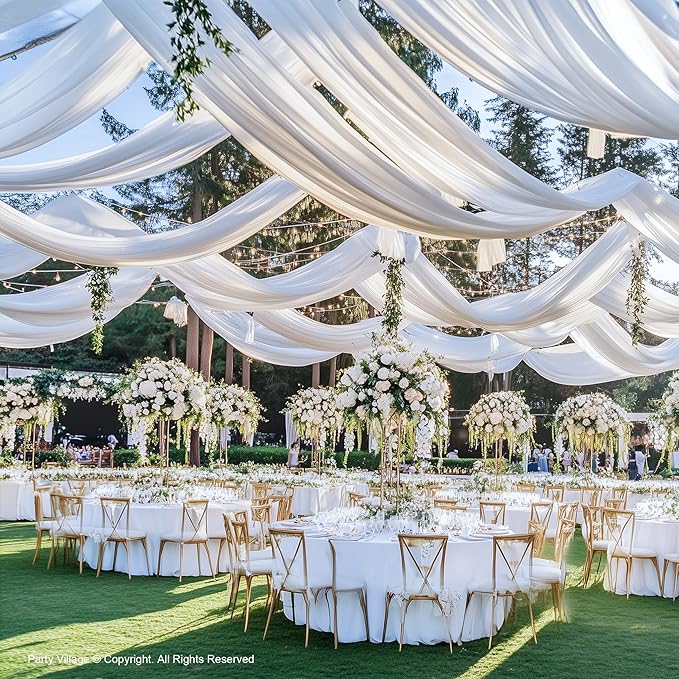 PartyVillage 60ftx40ft White Ceiling Curtain - Image 8