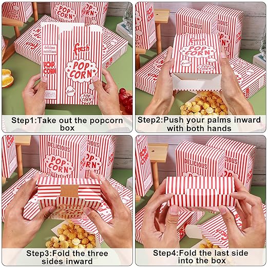 Dualshine 200 Pack Popcorn Boxes, 1.25 oz Paper Popcorn Containers - Image 5