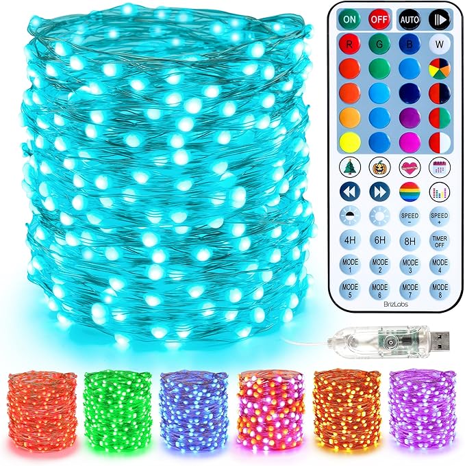 BrizLabs Christmas Fairy String Lights, 33ft 100 LED Color Changing Christmas by BrizLabs