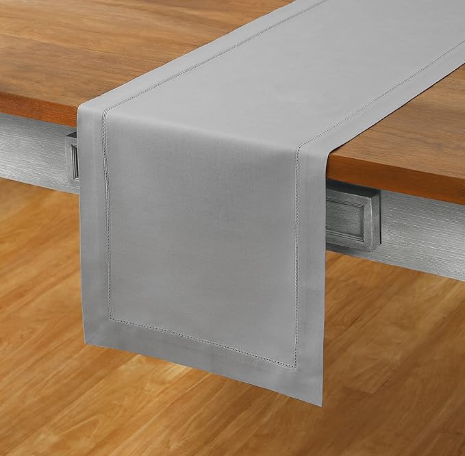 Solino Home Cotton Linen Light Grey Table Runner 72 Inches Long - Image 4