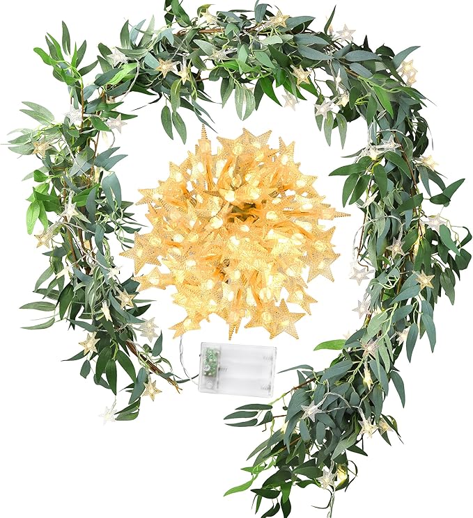 2 Mix Rustic Willow Garlands, Bendable Artificial Greenery Vine Leaves by FiveSeasonStuff