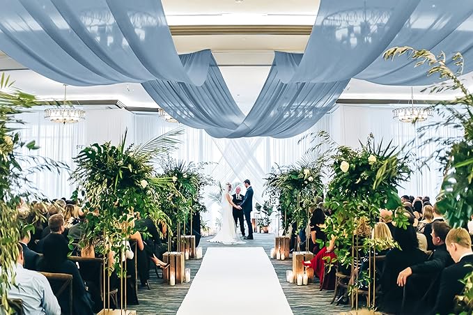 6 Panels Dusty Blue Ceiling Drapes - Image 6