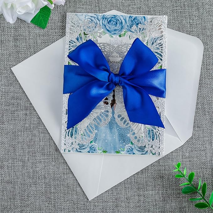 20 PCS 5.12x7.2 Butterfly Personalized Quinceanera Invitation, Customized XV - Image 6