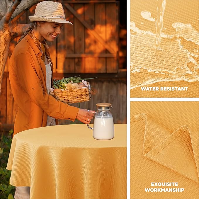 Biscaynebay Fall Tablecloth Textured Fabric Round Tablecloths 60" - Image 2