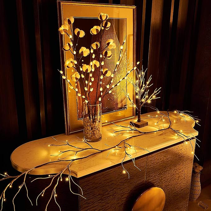 Hairui Lighted Garland Snow Flocked 6FT 48 LED Battery Operated Pre-lit Twig - Image 5