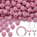 100pcs 10mm Rhinestone Beads for Jewelry Making, Dark Pink Shiny Round by TINKRSTUFF
