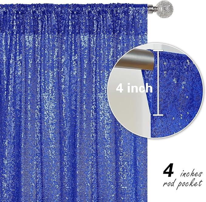 Navy Blue Sequin Backdrop Curtain 2 Pieces 2FTx8FT Glitter Photography Backdrop - Image 6