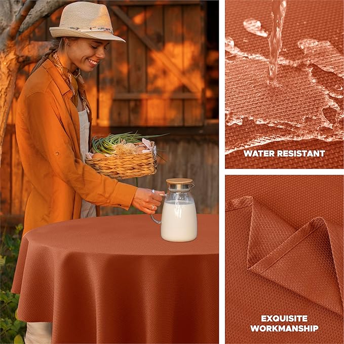Biscaynebay 2 Pack Fall Round Tablecloths 70", Rust Thanksgiving Autumn Harvest - Image 2