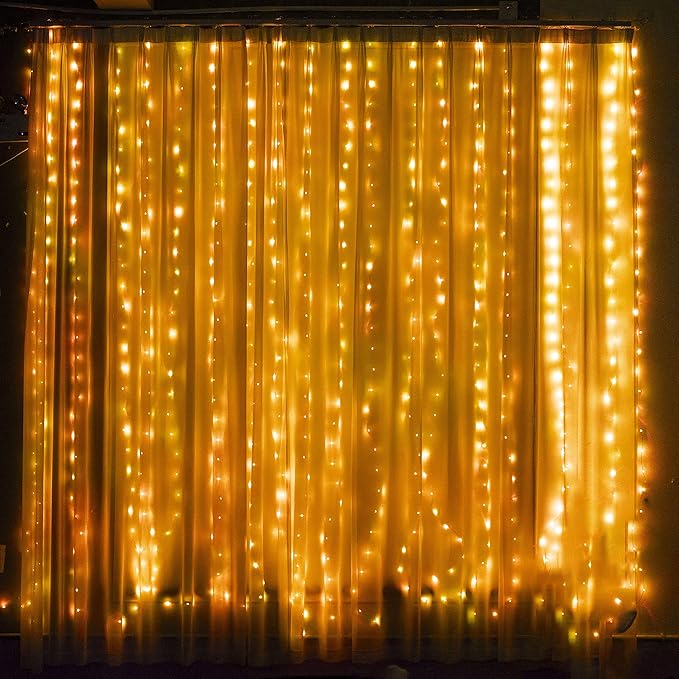 Dazzle Bright Curtain String Lights, 300 LED 9.8ft x9.8ft Warm White Fairy - Image 7