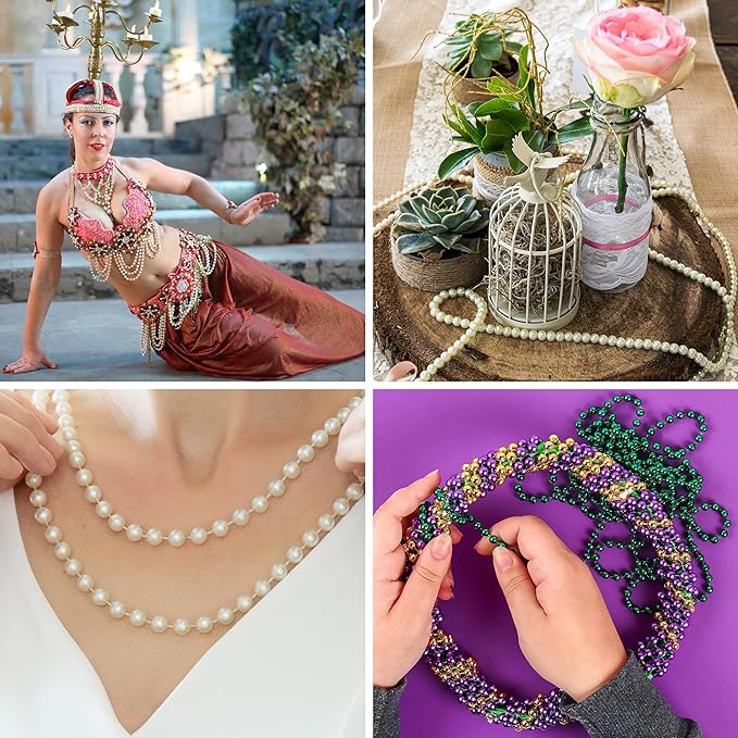 Mandala Crafts 10mm Faux Blue Pearl Beads Roll - Image 6
