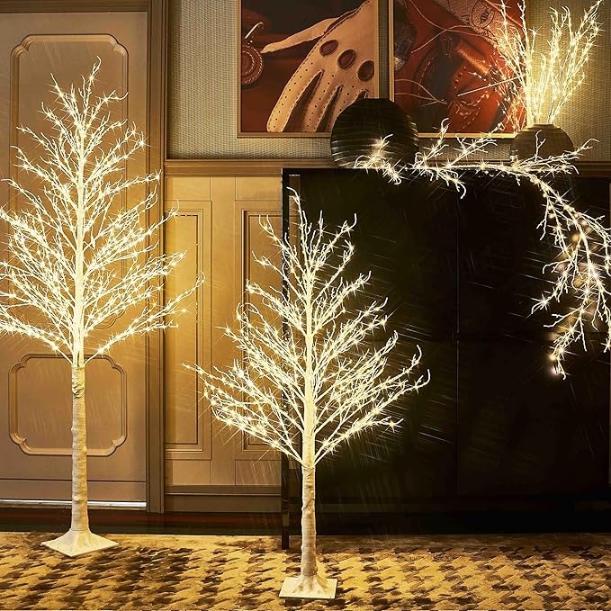 Hairui Lighted Branches with Iredescent Glitter 120 Fairy Lights USB Plug in - Image 5