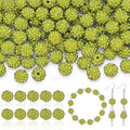 160pcs 10mm Rhinestone Beads for Jewelry Making, Olivine Shiny Round Disco Ball by TINKRSTUFF