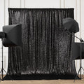 PartyDelight Black Sequin Backdrop Curtains 8FT X 8FT Sparkly by PartyDelight