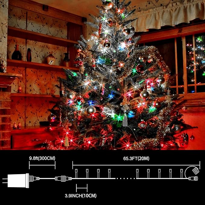 LAMPHOME 66ft Christmas Decorative Mini Lights, 200 LED Transparent Wire Fairy - Image 3