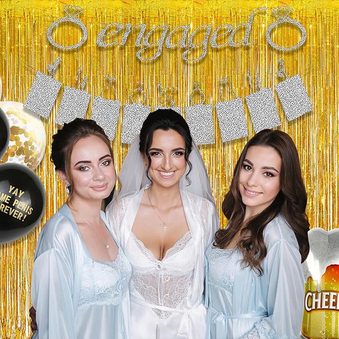 Gold Fringe Curtain Tinsel Backdrop - Image 5