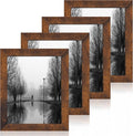 8x10 Picture Frame Set of 4, High Definition Glass 8 x 10 Frame, Wood Rustic by iRahmen