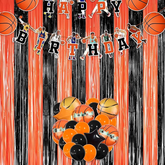 Black Orange Streamers Party Backdrop - Image 5