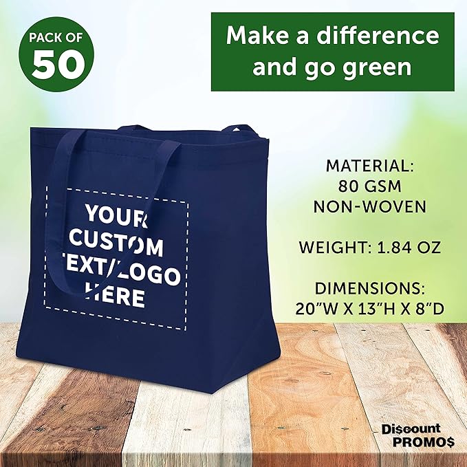 DISCOUNT PROMOS Custom Southern Style Grocery Tote Bags Set of 50 - Image 4