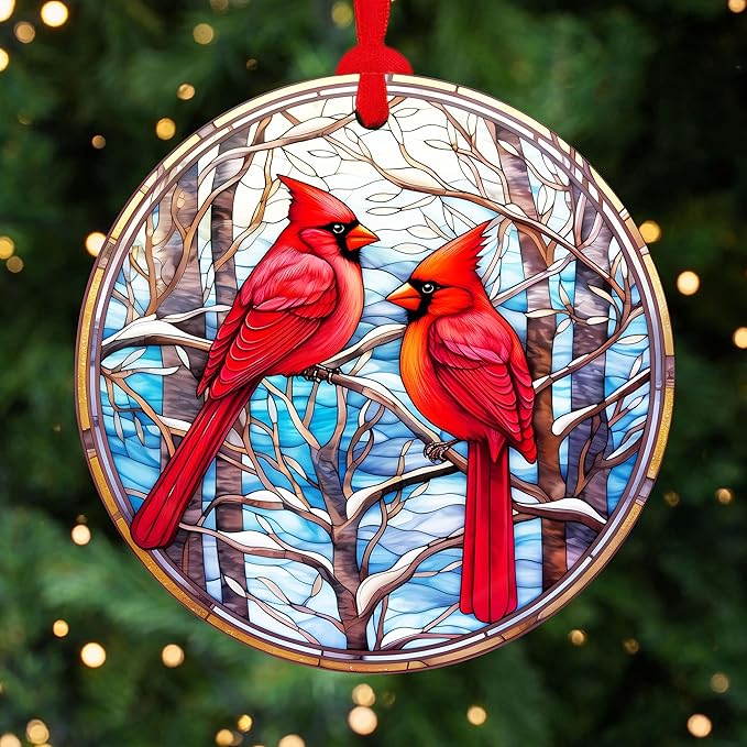 Cardinal Acrylic Ornament 2025 – Red Bird Christmas Tree Hanging, Memorial - Image 2