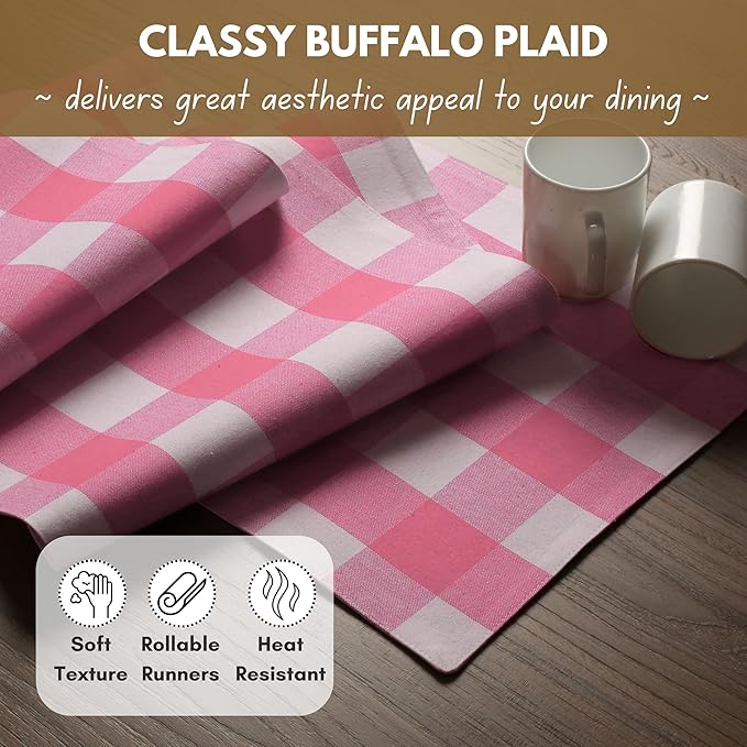 Native Fab Table Runner Buffalo Check Plaid 100% Cotton - Image 4