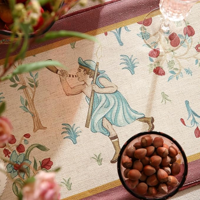patdrea Designer Idyll Linen Extra Long Table Runner, Vintage Beige Farmhouse - Image 3